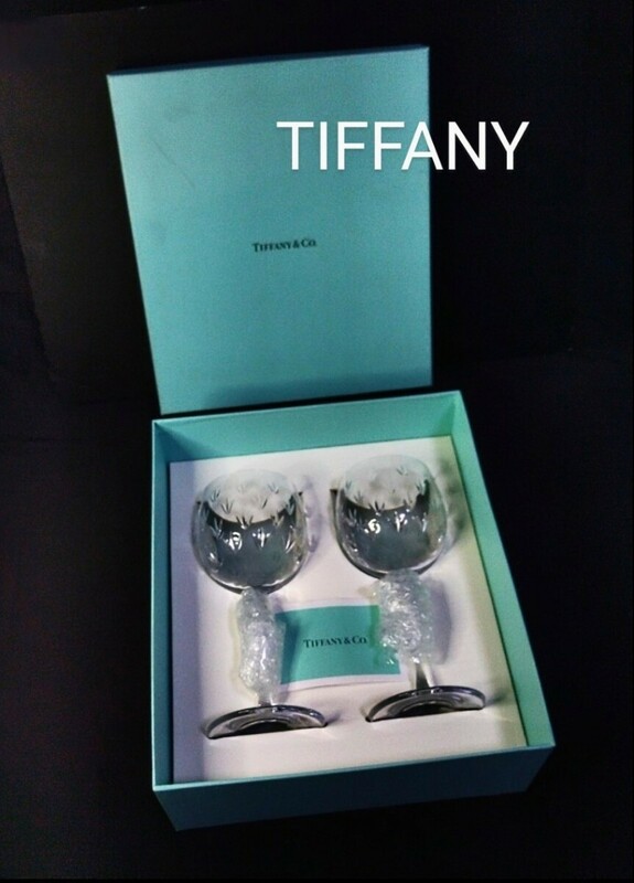 ★未使用 TIFFANY ティファニー フローレット シャンパン ワイン グラス ペア カード 箱付き 正規品 TIFFANY&Co. 食器 テーブルウェア