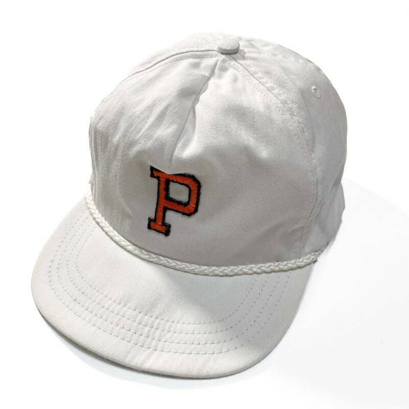 90s 80s プリンストン大学 Princeton キャップ カレッジ ビンテージ アメリカ製 usa old 6パネル アイビーリーグ yale 刺繍 ロゴ 白 帽子