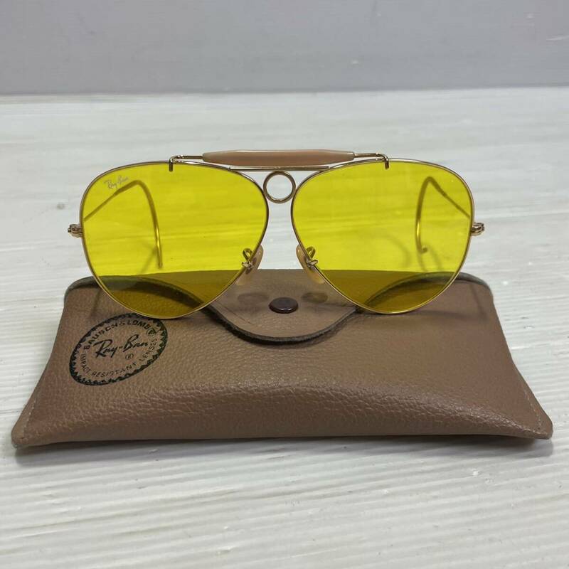 ◯F28 Ray-Ban レイバン 70s B&L シューター ゴールド カリクローム サングラス ティアドロップ