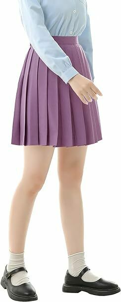 Sharphon] 制服 スカート ハイウエスト ミニスカート 45CM丈 無地 ライン プリーツスカート J213D 