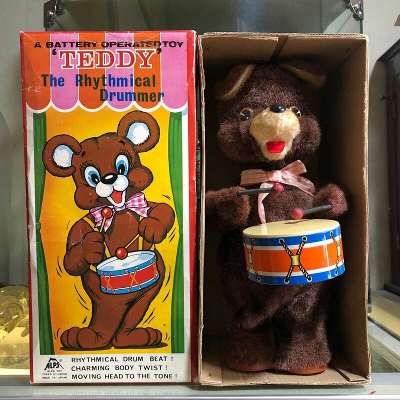 TEDDY THE RHYTHMICAL DRUMMER おもちゃのクマ　熊　ブリキのクマ　アルプス商事　ヨネザワ玩具　野村トーイ　ヴィンテージ　ブリキ