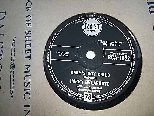 （RCA盤）HARRY　BELAFONTE（ハリーヴェラフォンテ）MARYS　BOY　CHILD