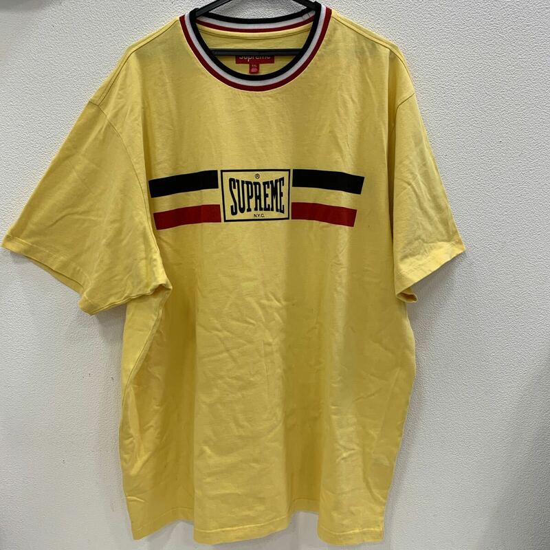 正規品　Supreme Warm Up Stripe S/S Top Yellow Tシャツ XXL
