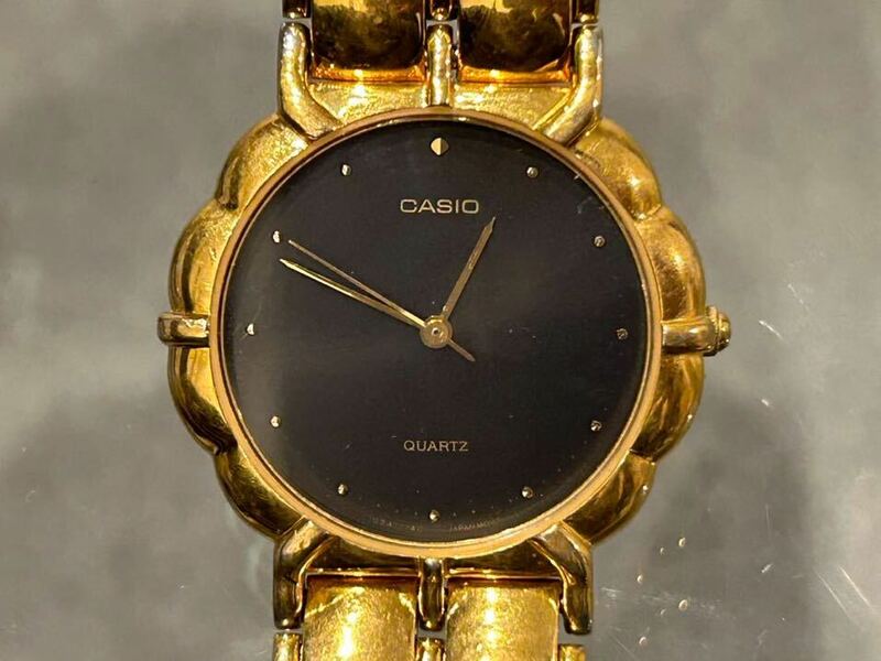 CASIO 腕時計 クォーツ MQ-779 ゴールド 文字盤黒 ブラック メンズ quartz 動作確認未実施