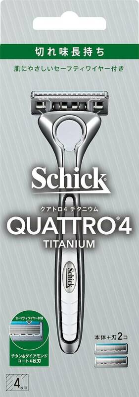 Schick(シック) シック Schick クアトロ4チタニウム ホルダー(刃付き+替刃1コ) 男性用 シルバー