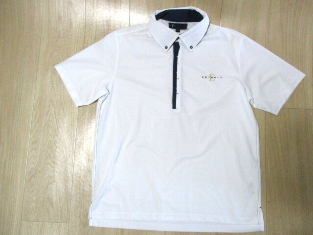 美品・epicure　ゴルフ・ドライ半袖ポロシャツ・白色・サイズL