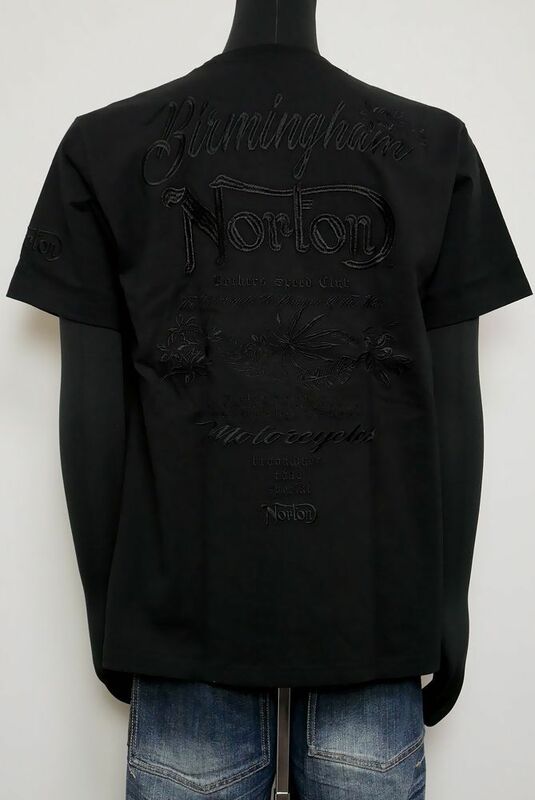 新品 Norton ノートン ブラックボタニカルクルーTシャツ 黒L 242N1009 トップス 半袖 Tシャツ