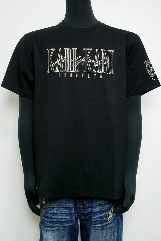 新品 Karl Kani カールカナイ ゴールド刺繍アップリケTシャツ 黒L 242K1027 トップス 半袖