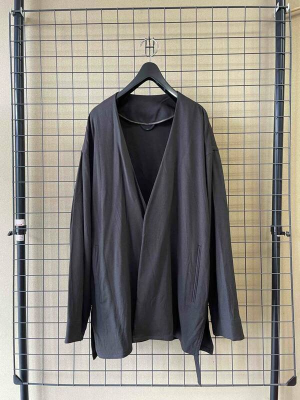 【O0u/オーゼロユー】Stretch Collarless Jacket sizeL Set Up MADE IN JAPAN カラーレス ノーカラー ジャケット ストレッチ セットアップ