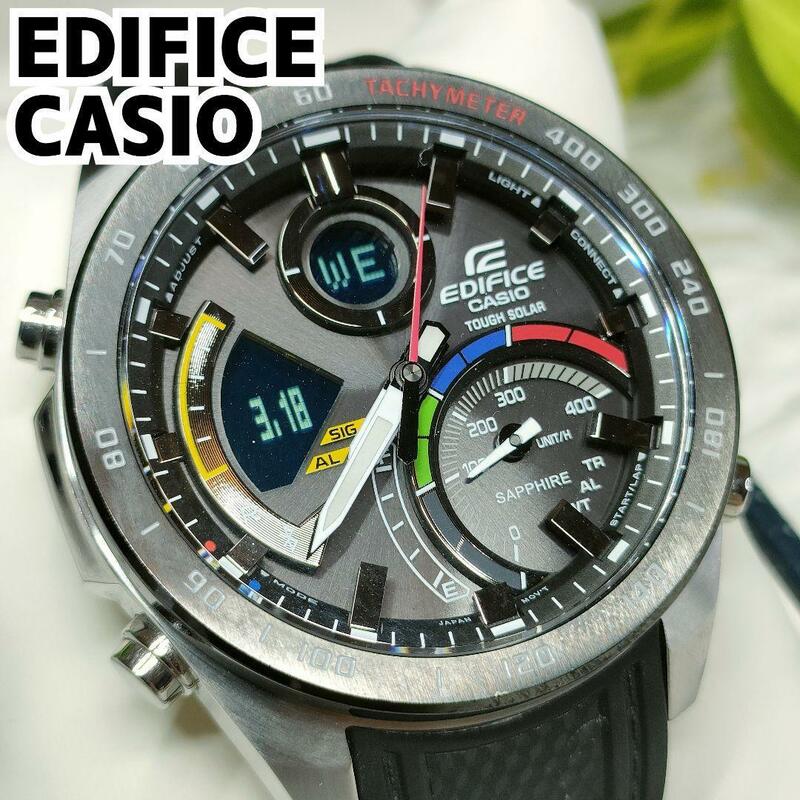 カシオ エディフィス 腕時計 ECB-900YMP-1AJF ブラック EDIFICE CASIO 時計 デジアナ ラバーベルト デジアナ クロノグラフ 黒 男性 メンズ