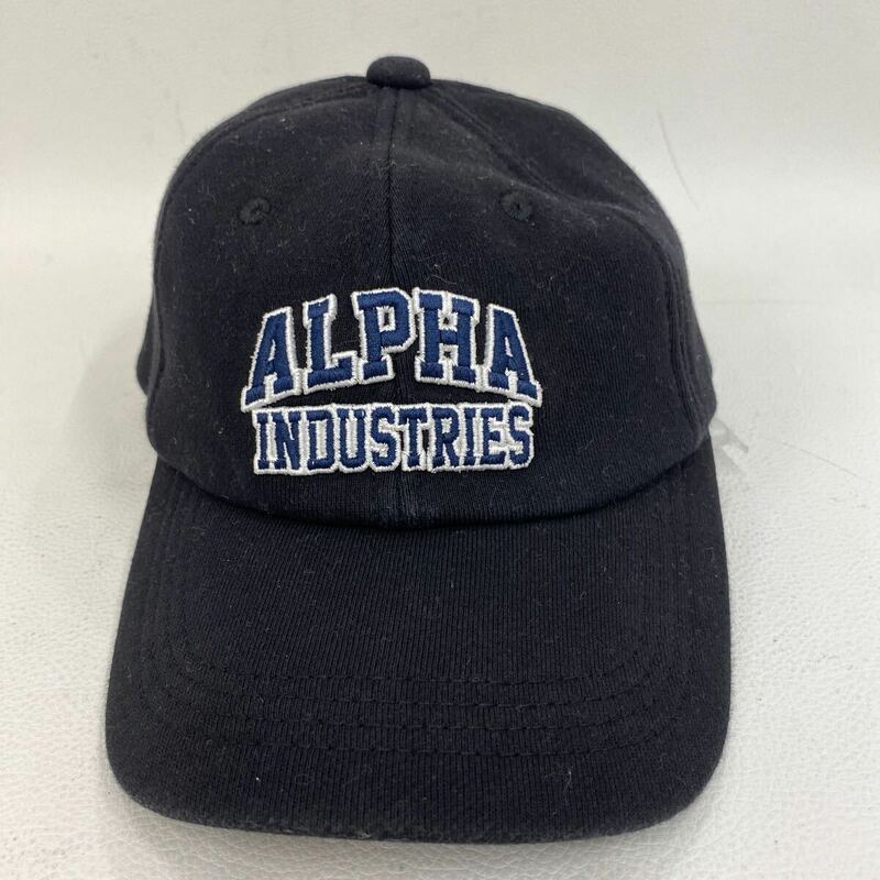 △【T-50】ALPHA INDUSTRIES　アルファインダストリーズ　ロゴ刺繍キャップ　ブラック　コットン　スナップバック 帽子