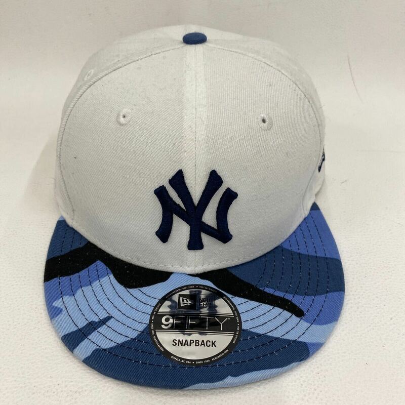 △【T-49】NEW ERA ニューエラ MLB NEW YORK YANKEES ヤンキース 9FIFTY スナップバック　ホワイト×スカイカモ ブルーカモ　キャップ 帽子