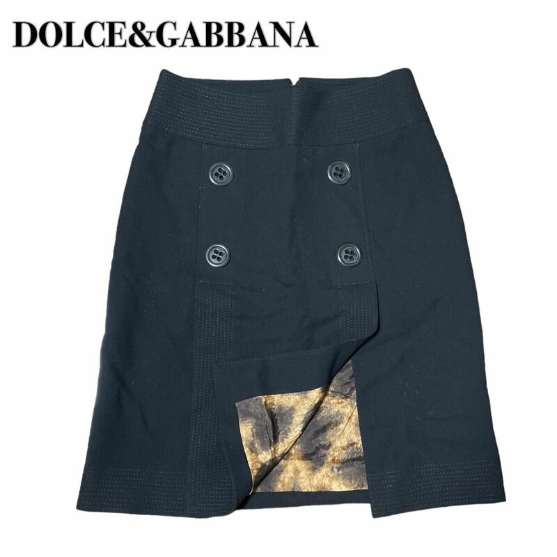 DOLCE&GABBANA ドルチェアンドガッバーナ 42 XL ダブルスカート ヒョウ柄 レオパード 大きいサイズ