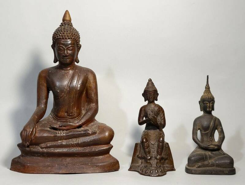 古美術柳　時代 銅仏三体まとめて チベット タイ