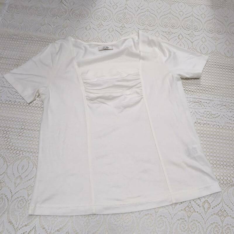 mint breeze ミントブリーズ レディース シャーリング カットソー Tシャツ 白 11‐13号 大きいサイズ