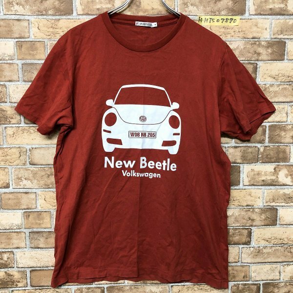 UNIQLO UT ユニクロ volkswagen NewBeatle 車 プリント 半袖Tシャツ 朱色 XL