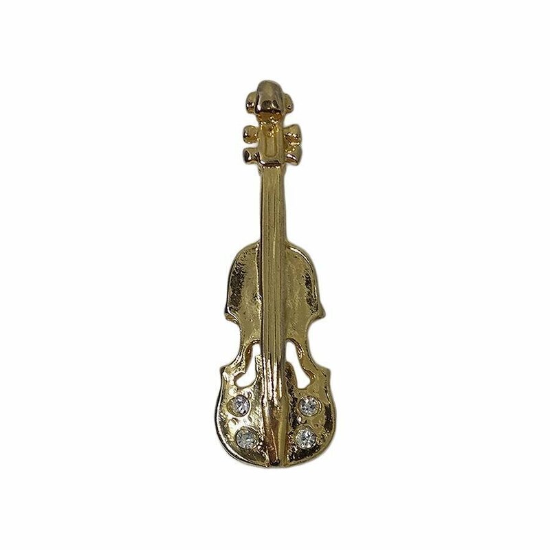 バイオリン ピンズ 弦楽器 ラインストーン 金色 ピンバッジ ピンバッチ アクセサリー ラペルピン