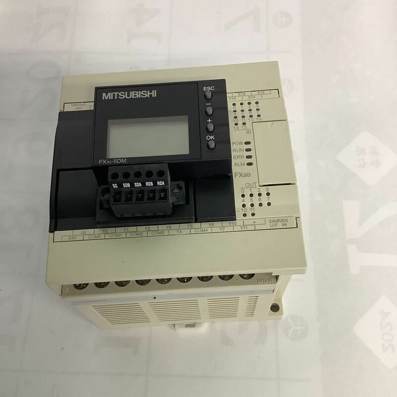 MITSUBISHI MELSEC FX3G-24MR/ES 100-240VAC 50/60Hz 32W Boxなし (FX3G-5DM ,FX3G-485-BD取付け)中古品