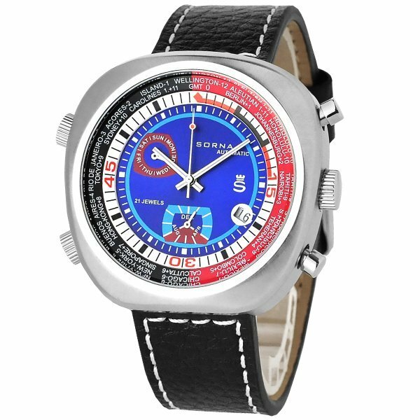 SORNA ソルナ 自動巻き 腕時計 メンズ 70年代の復刻モデル ビンテージ感のあるデザイン 品番:T23766-BLUE