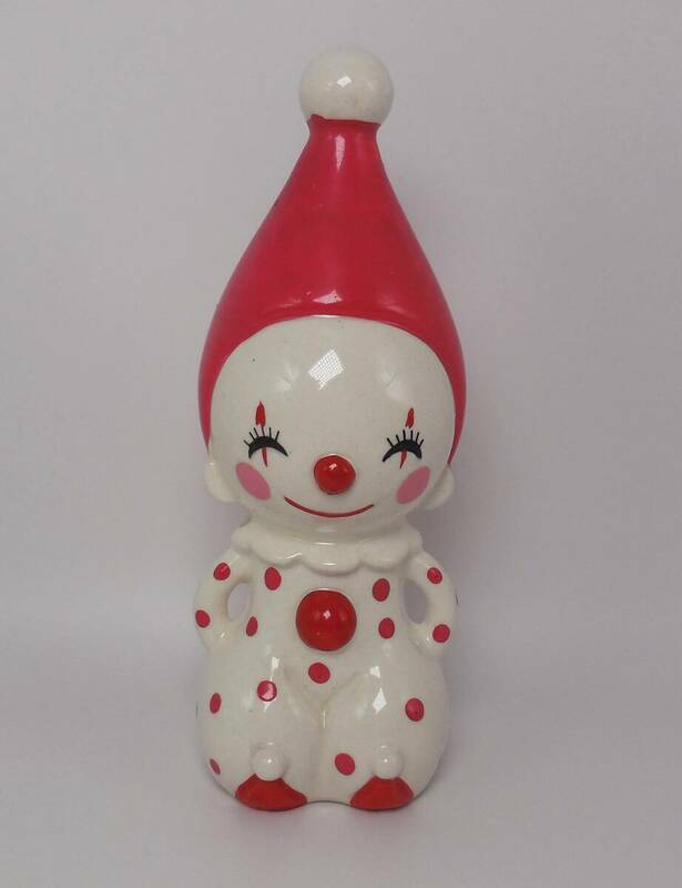 内藤ルネ ピエロ/clown 陶器 貯金箱 人形 約15,5cm RUNE