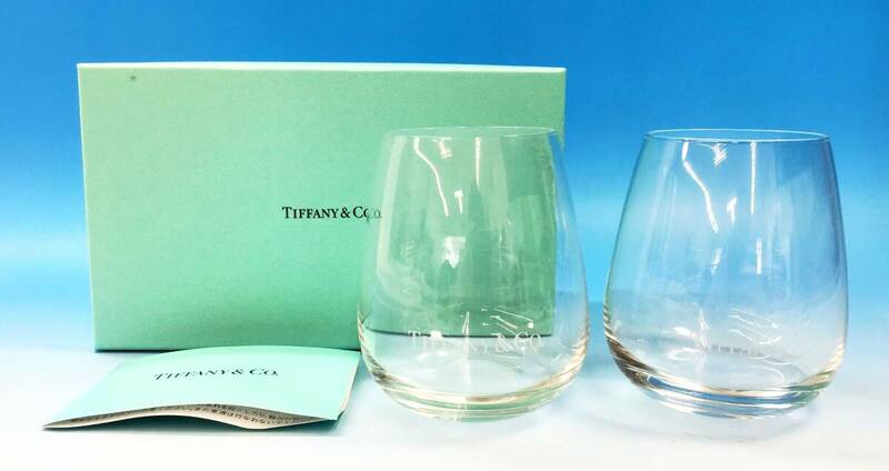 未使用 TIFFANY＆Co. TCO タンブラー 2点セット 元箱付き ペア ロック グラス ロゴ 食器 2客 ティファニー