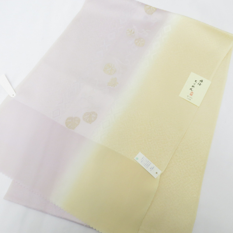 帯揚げ 丹後ちりめん 正絹 ラベンダーカラー×クリーム系ぼかし 絹100％ フォーマル カジュアルにも 日本製 長さ179cm 新品