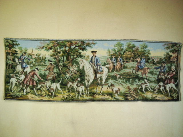 フランス製★ゴブラン織り タペストリー★中世の狩猟の風景★145×49cm