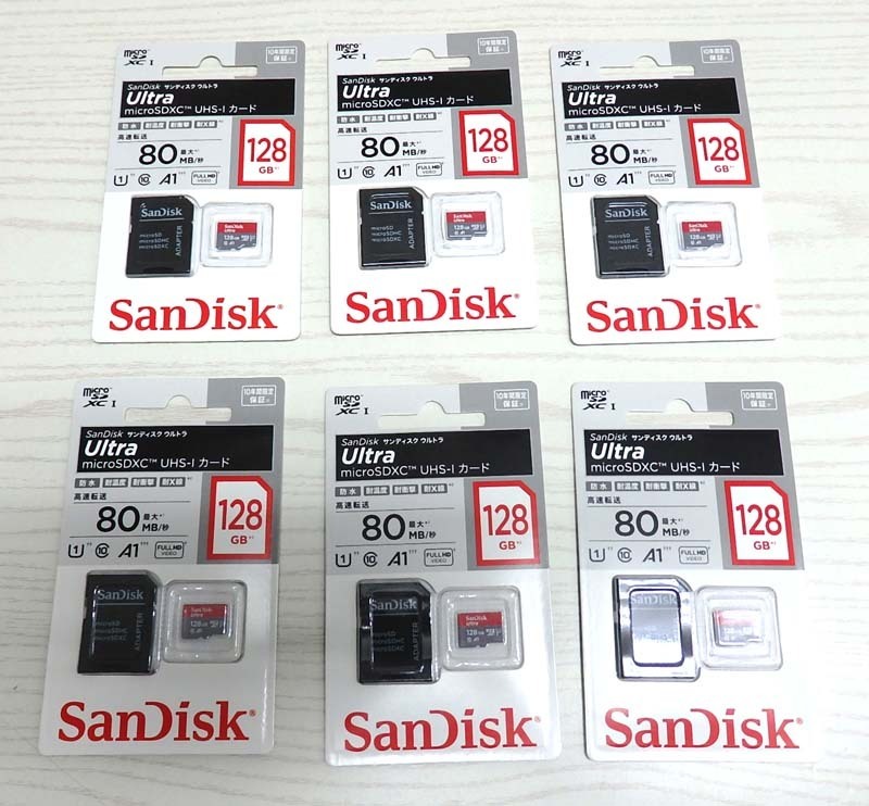 未開封品!! SanDisk Ultra サンディスク ウルトラ microSDXC UHS-Iカード 128GB SDSQUAC-128G-JN3MA 6点セット