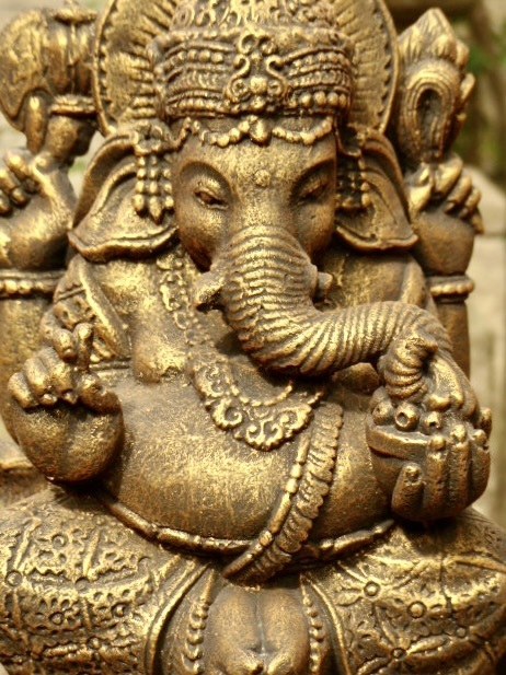 ガネーシャゴールドh41cm 幸福の神　福の神　ヒンドゥー仏像 0412
