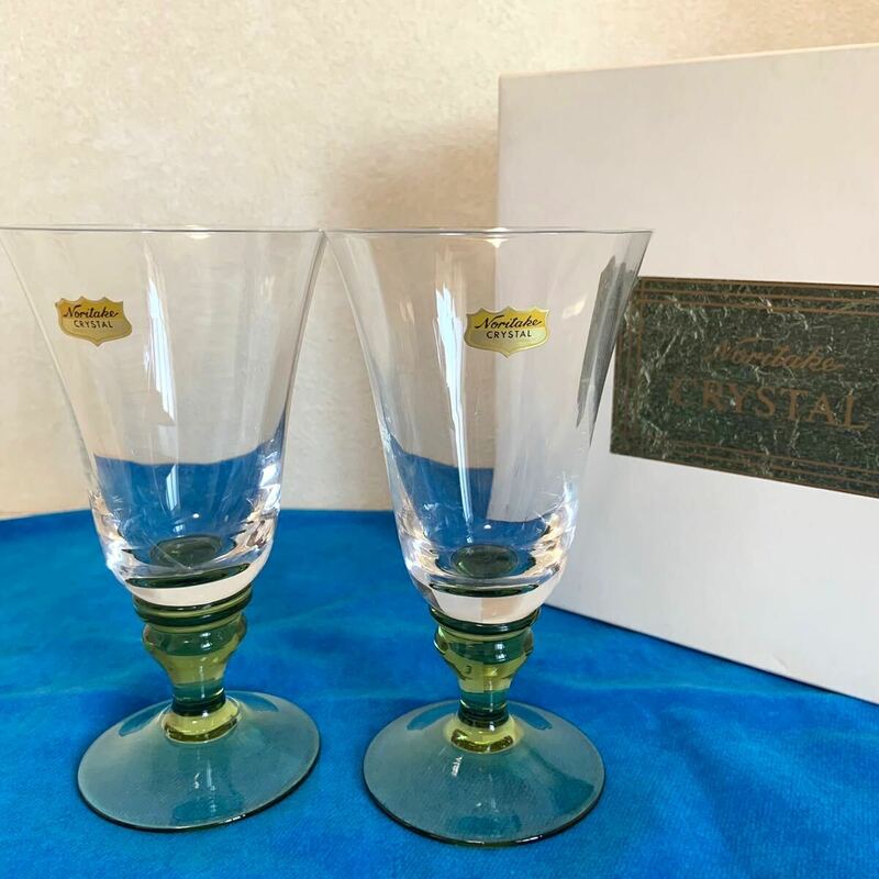 未使用 Noritake ノリタケ CRYSTAL ワイングラス 2客セット ペア クリスタル グラス