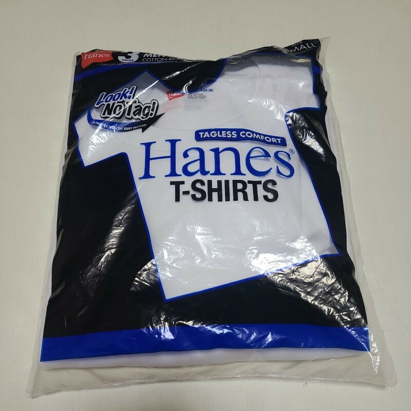 HANES ヘインズ 3枚組 Tシャツ サイズS タグレス ヘインズ 無地 白 丸首