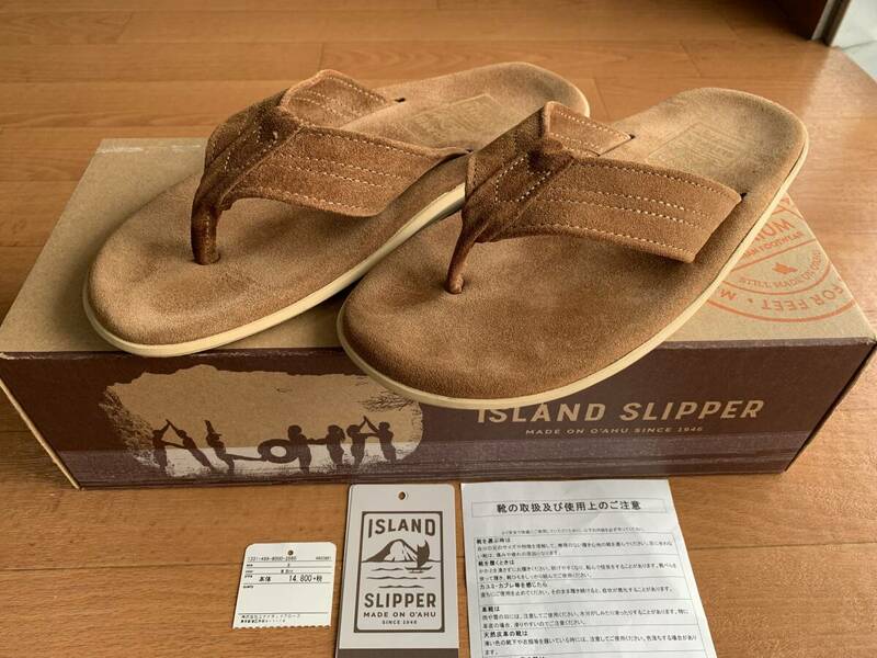 美品ISLAND SLIPPERアイランドスリッパ ワイドストラップトングpeanut suede/トングサンダル ビーチサンダルhawaii製