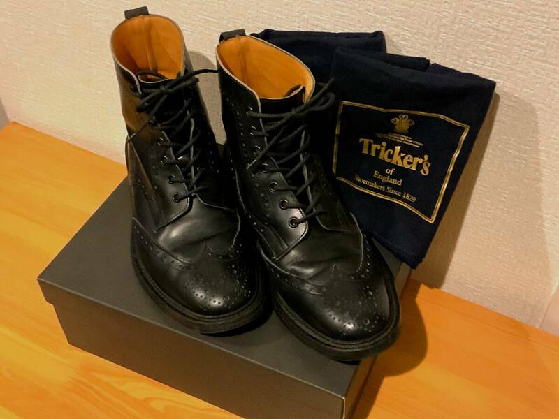 Tricker's トリッカーズ ウイングチップ カントリーブーツ 563419 Stow Black サイズ 28.0cm ブラック！