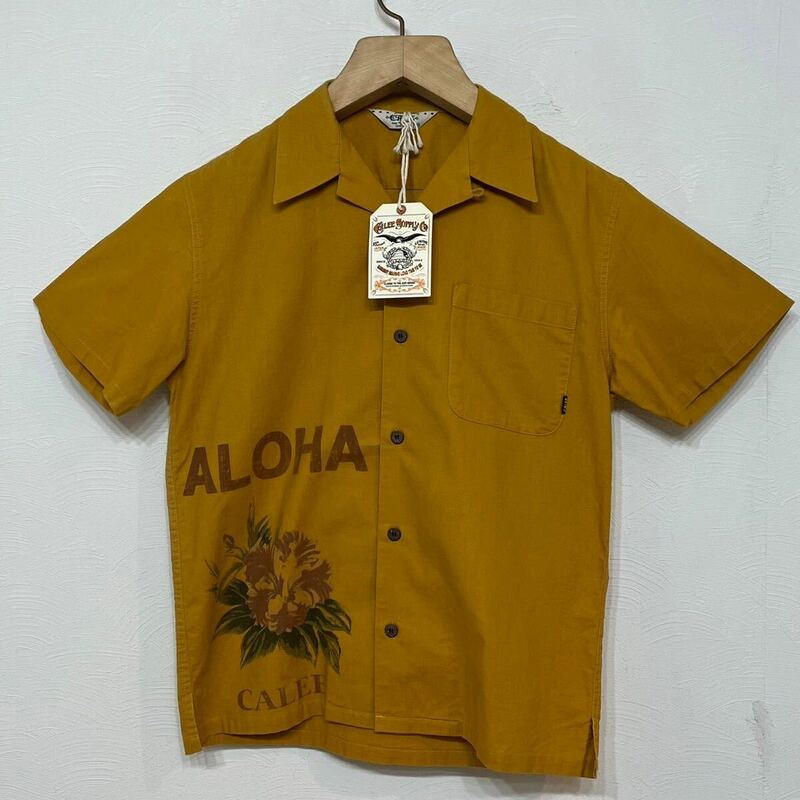 【77】 新品 定価 16500 CALEE オープンカラー アロハ シャツ M マスタード キャリー shirt aloha 花 柄 フラワー Flower
