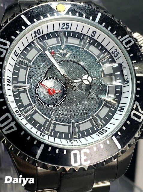 新品 正規品 ドミニク DOMINIC 自動巻き 腕時計 オートマティック カレンダー 防水 ステンレス アースギミック からくり時計 メンズ 宇宙