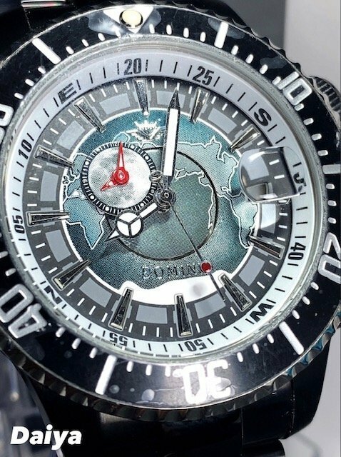 新品 正規品 ドミニク DOMINIC 自動巻き 腕時計 オートマティック カレンダー 防水 ステンレス アースギミック からくり時計 ブラック 地球