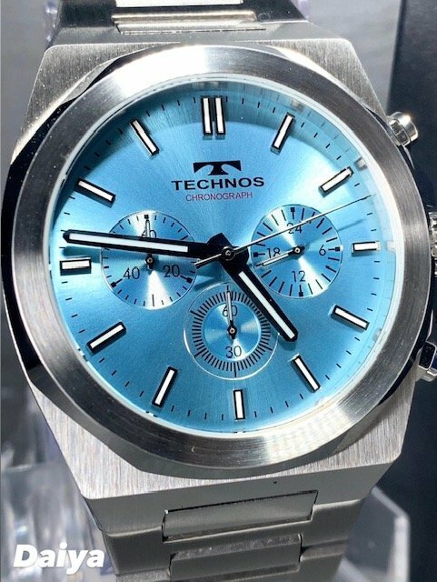 新品 テクノス TECHNOS 正規品 腕時計 アナログ腕時計 クオーツ ステンレス クロノグラフ 5気圧防水 多機能時計 アイスブルー プレゼント