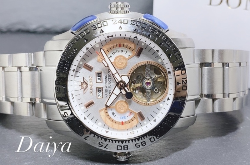 限定モデル 秘密のからくりギミック搭載 新品 DOMINIC ドミニク 正規品 腕時計 手巻き腕時計 ステンレスベルト アンティーク腕時計 メンズ