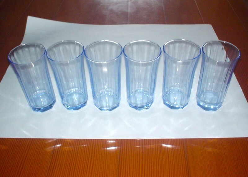 新品　タンブラーグラス　６個セット　グラスコップ　ブルー　ガラス製