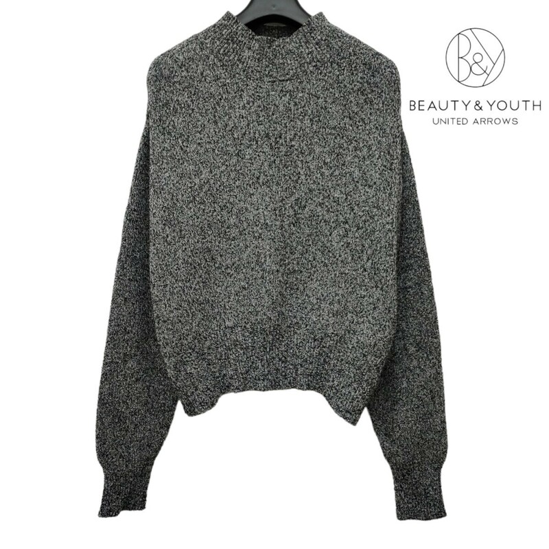 BEAUTY&YOUTH /UNITED ARROWS ビューティーアンドユース レディース モックネック コットン混セーター 春ニット グレー系 I-3852 