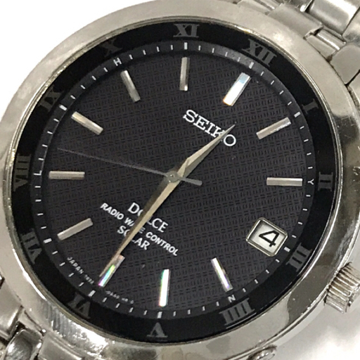 セイコー ドルチェ 電波 ソーラー 腕時計 メンズ ブラック文字盤 7B32-0AA0 未稼働品 純正ブレス SEIKO DOLCE