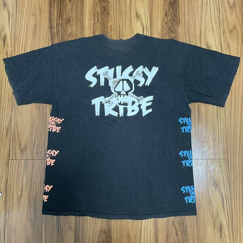 00s STUSSY 『STUSSY TRIBE』 Tシャツ XL 黒 古着 スカル ドクロ フェード ステューシー オールドステューシー