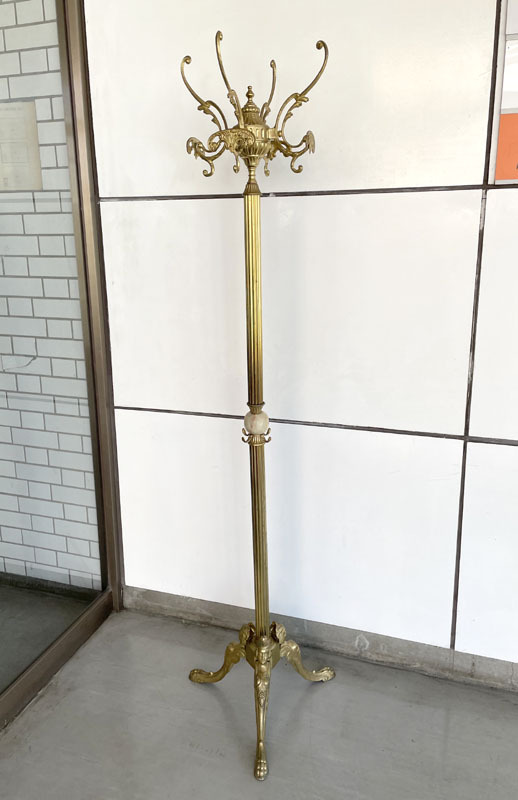 格安自社配送がオススメ！ コートハンガー 高さ174ｃｍ 真鍮 イタリア製 ゴールドカラー ポールハンガー 帽子掛け 札幌 手稲