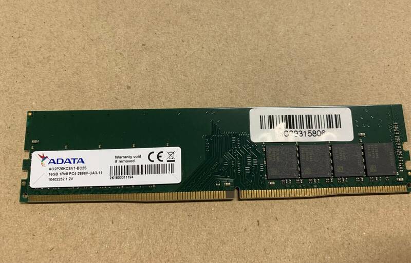 A3★中古品 BIOS確認 デスクトップPC用 メモリーADATA 16GB 1RX8 PC4-2666V-UA3-11★