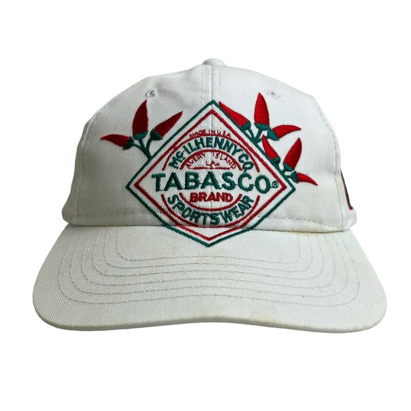 【キャップ/帽子】キャップ 6パネルキャップ Tabasco タバスコ 刺繍ロゴ 希少 ホワイト 白