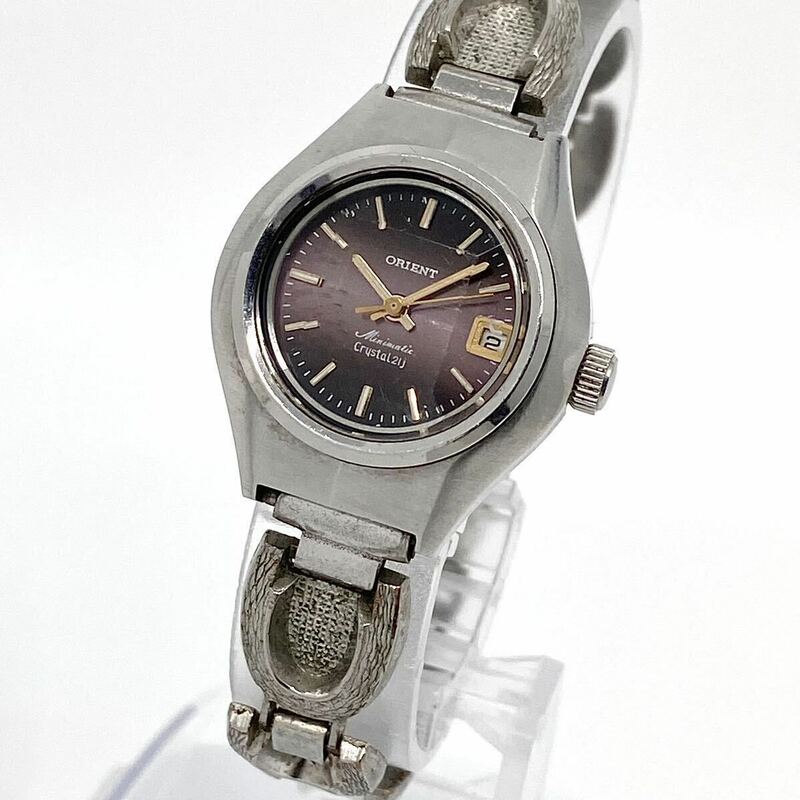 ORIENT Minimatic crystal クリスタル 21石 腕時計 自動巻き 機械式 デイト クッション バーインデックス 3針 シルバー 銀 オリエント Y711