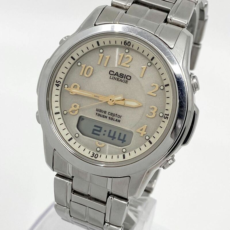 CASIO LINEAGE 腕時計 LCW-100 WAVE CEPTOR タフソーラー solar アナデジ 3針 ゴールド シルバー 金銀 LCW-100 カシオ リニエージ Y829
