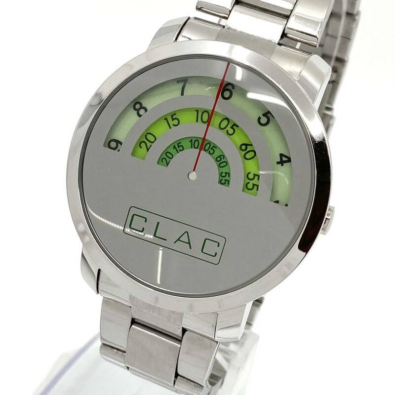 CLAC ジャンプアワーミステリー 腕時計 デザインウォッチ ラウンド クォーツ quartz グリーン シルバー 緑 銀 メンズ jump hour Y800