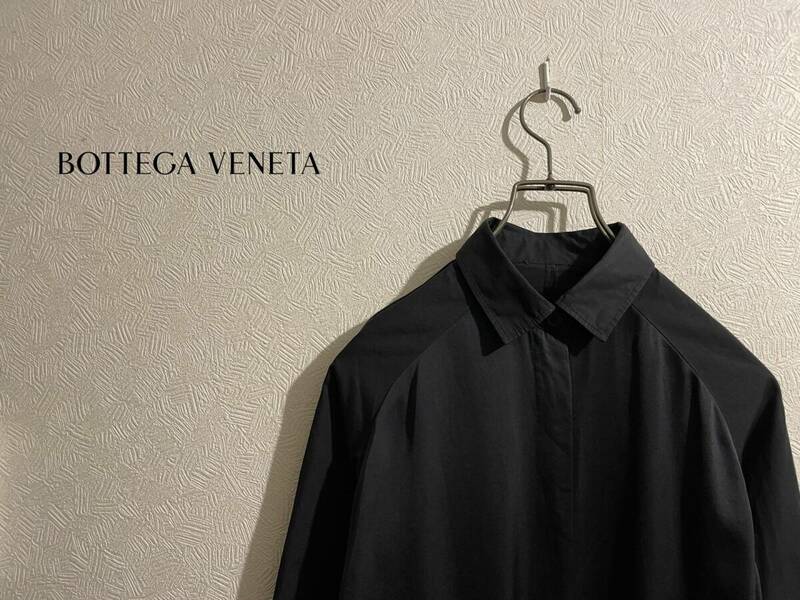 ◯ イタリア製 BOTTEGA VENETA シルク × コットン ラグラン シャツ / ボッテガべネタ 比翼 ボタンフライ ブラック 黒 38 Ladies #Sirchive