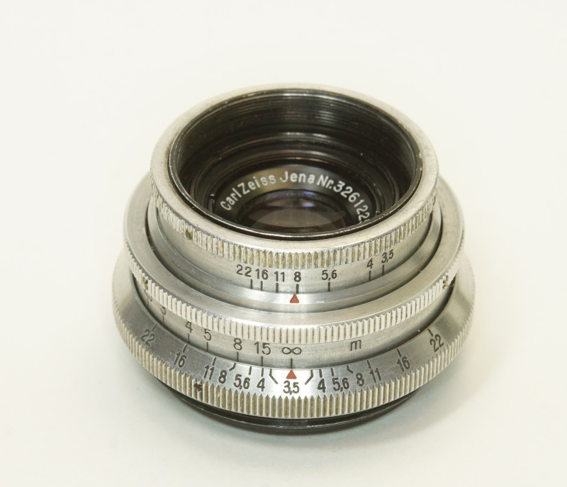 ドイツ製 Carl Zeiss Jena Tessar 1:3.5 f=5cm M42 9RNB-225 パンケーキ 初期型 絞羽14枚 Red T 30.5mm 